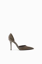ZA RÁ Taupe Grey Court Heels with Open Sides