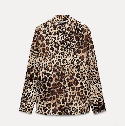 ZARA ZW Collection Animal Print Shirt – 100% Viscose