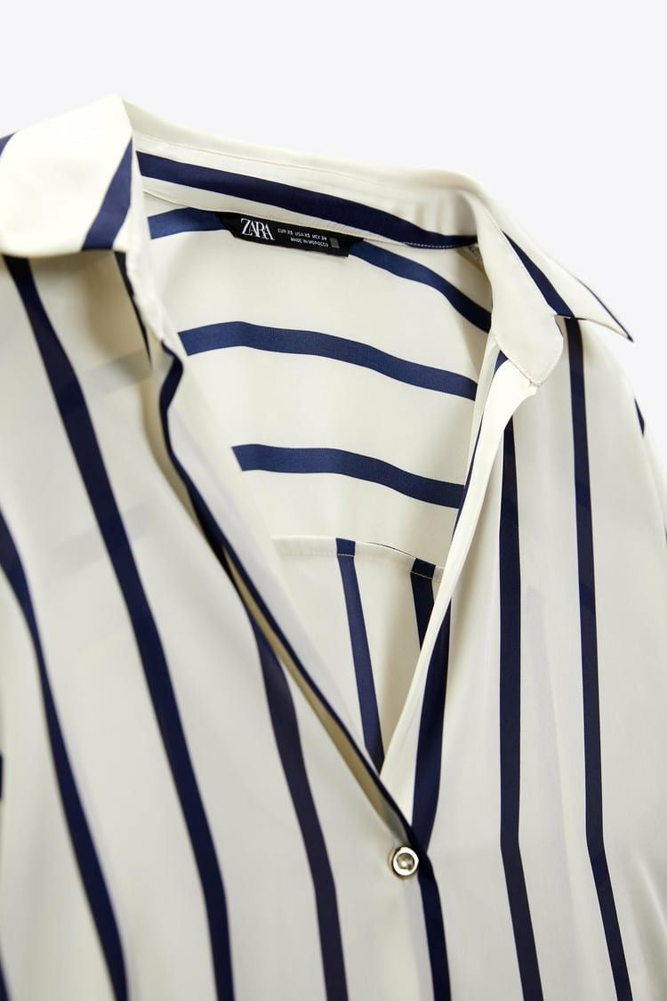 ZA RÁ Striped Silk Shirt