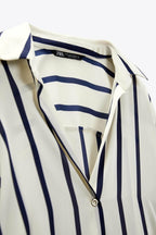 ZA RÁ Striped Silk Shirt