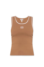Contrast-Edge Tank Top – Brown & White