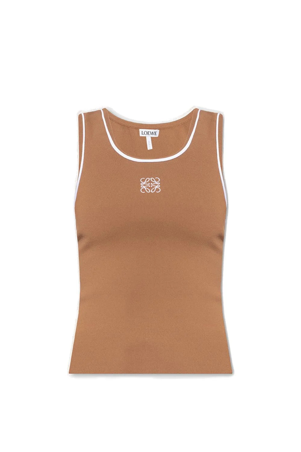 Contrast-Edge Tank Top – Brown & White