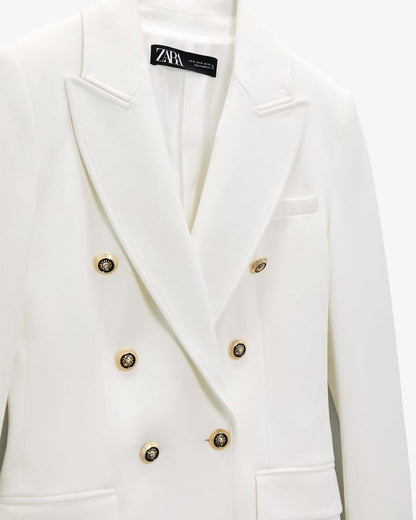 Zara Ivory Luxe Blazer
