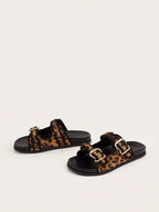 Leopard Print Platform Sandals – Buckled Comfort Slides