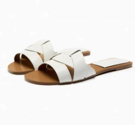 Crossed Leather Flat Sandals