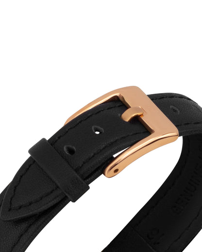 Hannah Martin Aurora Square Watch – Black Leather & Rose Gold (with Bracelet)