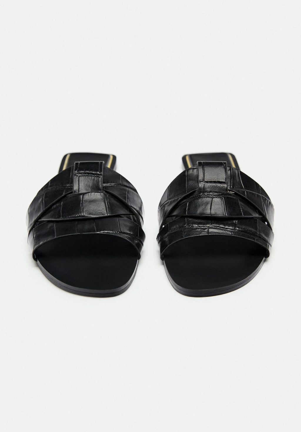 Black Crossed Leather Flat Sandals – Minimal Luxe