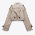 ZA RÁ Oversized Cropped Trench Topcoat – Beige