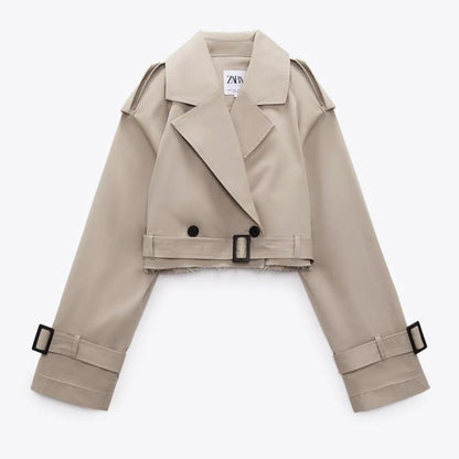 ZARA Oversized Cropped Trench Topcoat – Beige