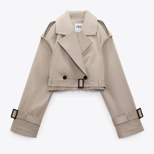 ZARA Oversized Cropped Trench Topcoat – Beige