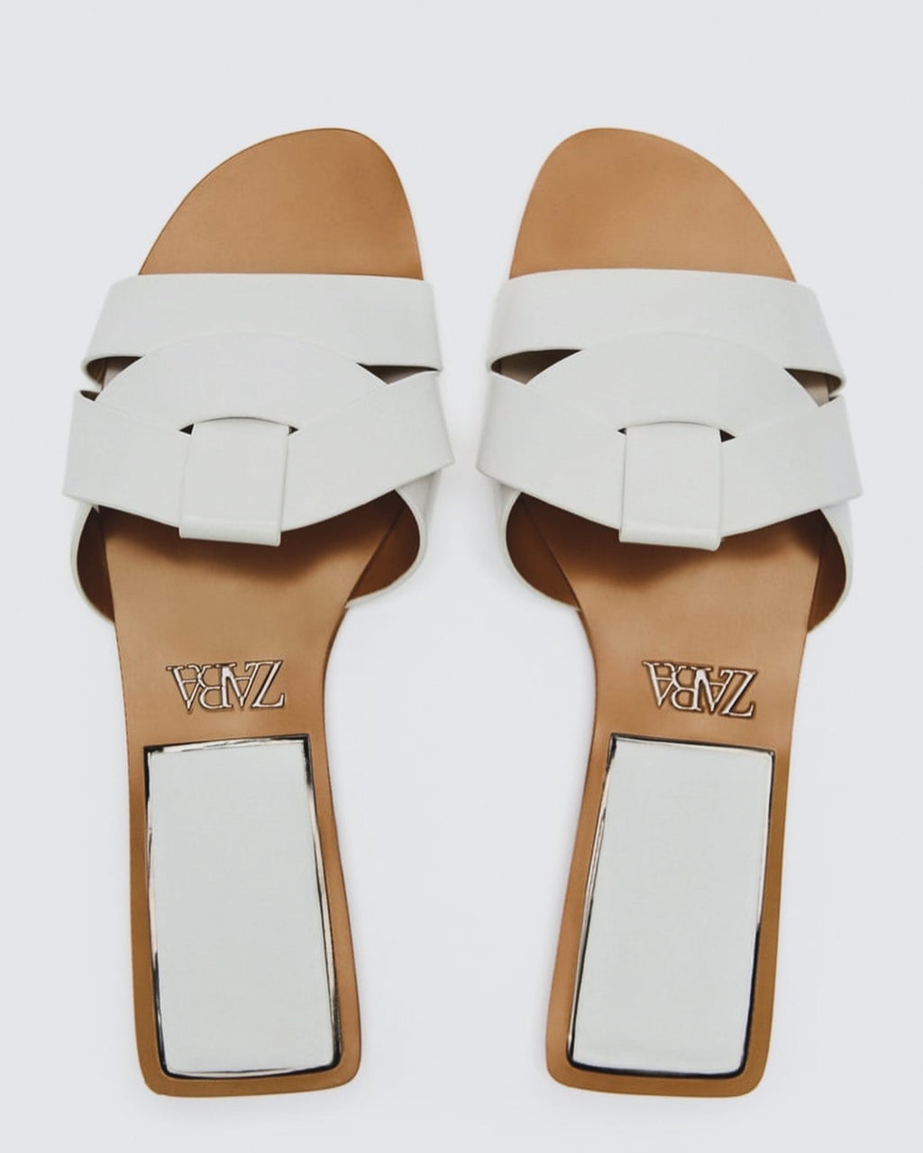 White Crossed Leather Flat Sandals – Summer Edit
