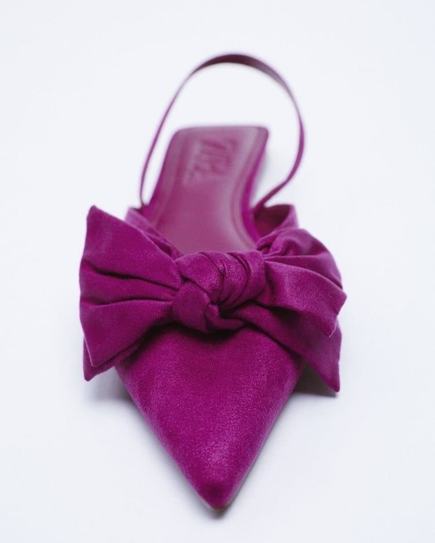 ZA RÁ Fuchsia Slingback Flats – Bow Detail