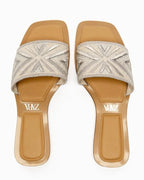 ZA RÁ Silver Quilted Flat Sandals