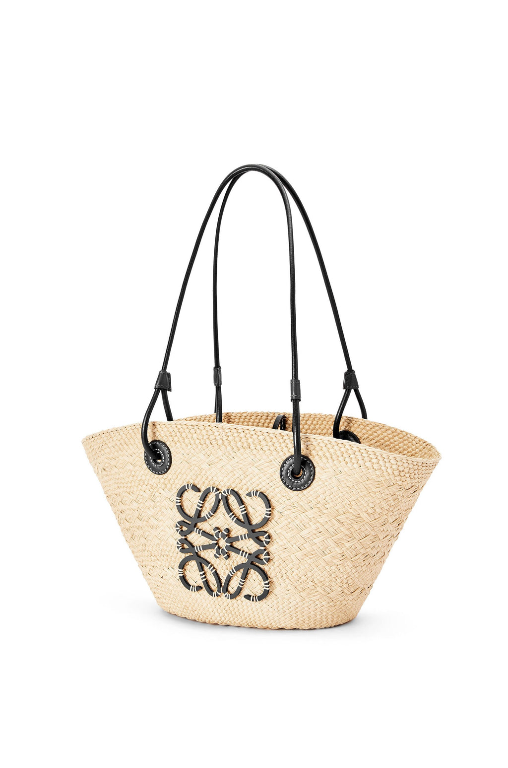 Anagram Basket Bag – Medium (Iraca Palm & Calfskin)