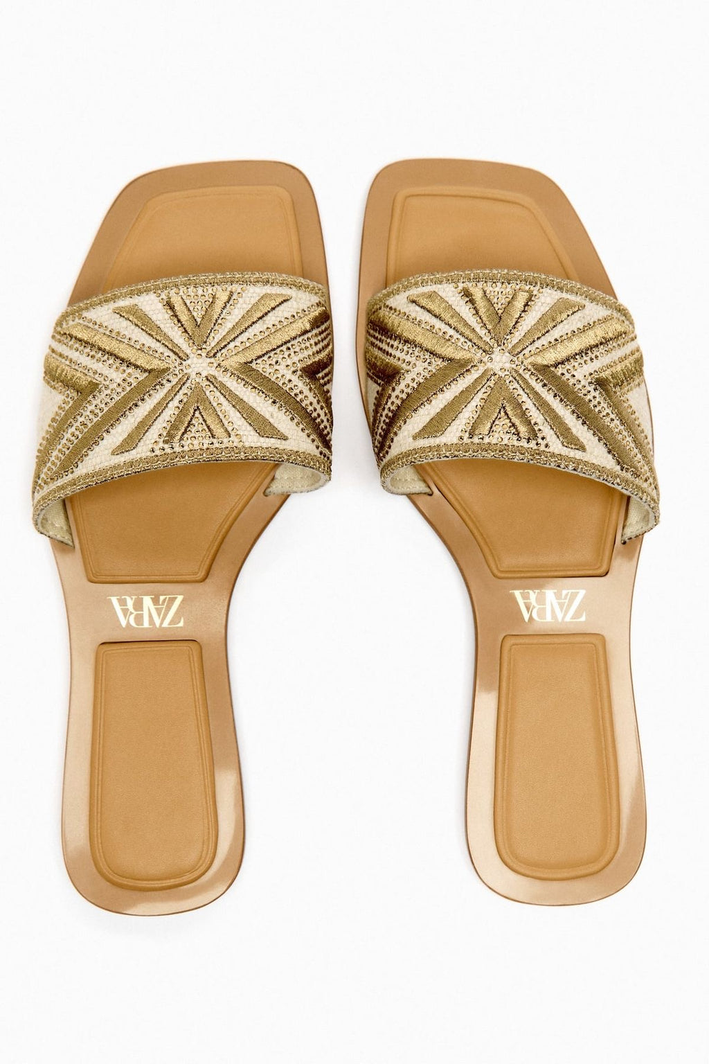 Gold Quilted Flat Sandals