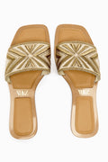 Gold Quilted Flat Sandals