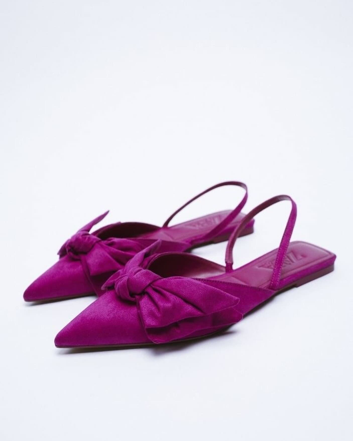 ZA RÁ Fuchsia Slingback Flats – Bow Detail