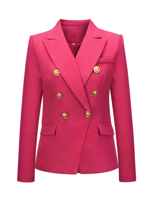 Tailored Pink Blazer with Gold Buttons