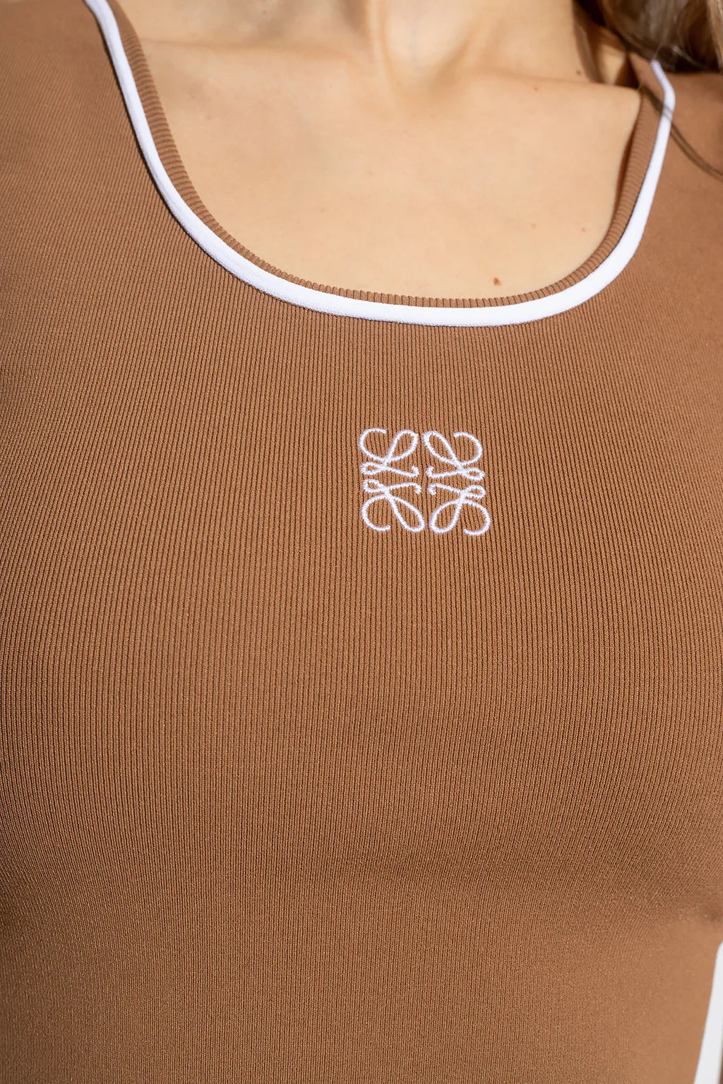 Loewe Contrast-Edge Tank Top – Brown & White