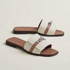 Slide Sandals – White Edition with Silver Detail