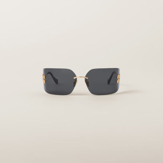MIU MIU Metal Rimless Logo Sunglasses