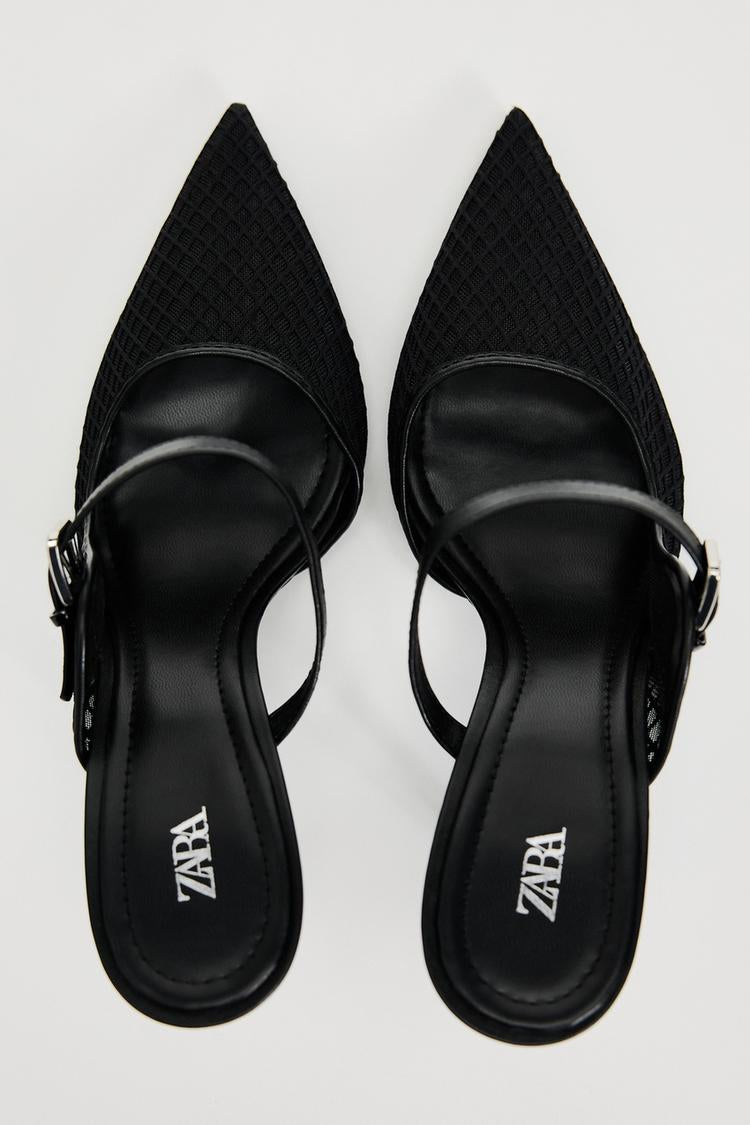 Sleek Mesh Pointed Heels – Noir Edition