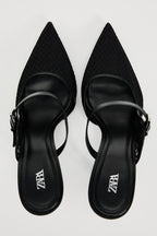 Sleek Mesh Pointed Heels – Noir Edition