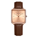 HM Square Watch – Brown Leather & Rose Gold (with Bracelet)