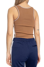 Contrast-Edge Tank Top – Brown & White
