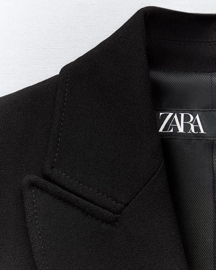 Noir Luxe Double-Breasted Blazer – Gold Button Detail