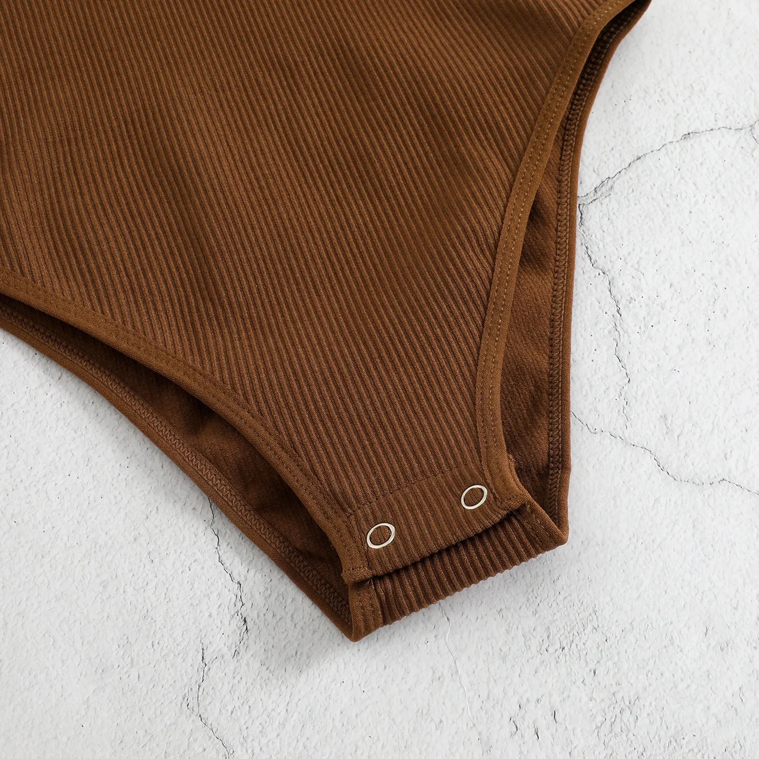 Brown Ribbed Bodysuit