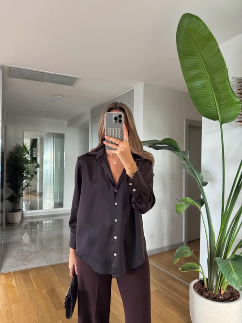 Brown Satin Shirt – Smooth, Sophisticated Style for Any Occasion