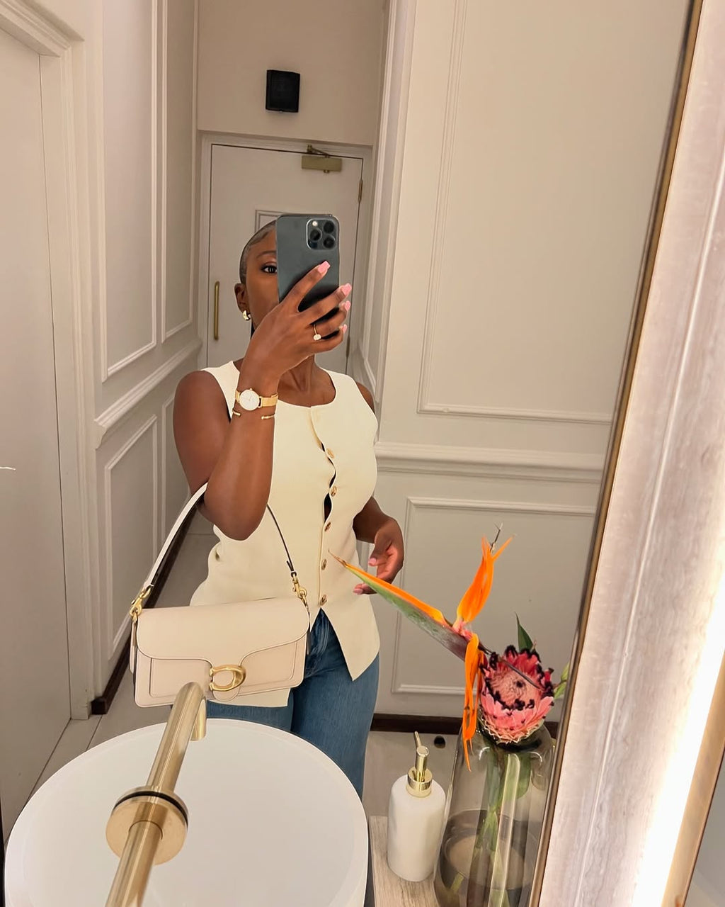 Off-White Peplum Knit Top – Flattering Silhouette & Effortless Style