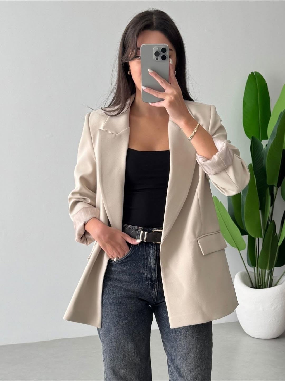 Boyfriend blazer in Beige