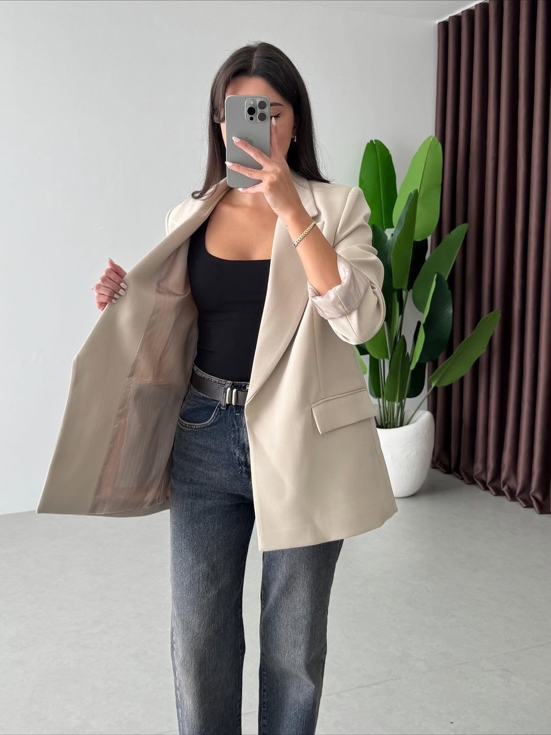 Boyfriend blazer in Beige