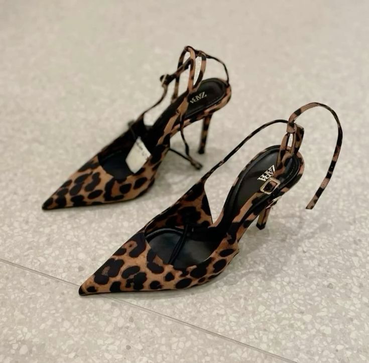 ZA RÁ Leopard Slingback Heels