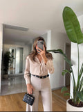 Beige Satin Shirt – Versatile & Sophisticated Style