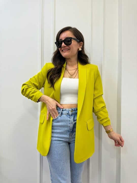 Olive Green buttonless blazer