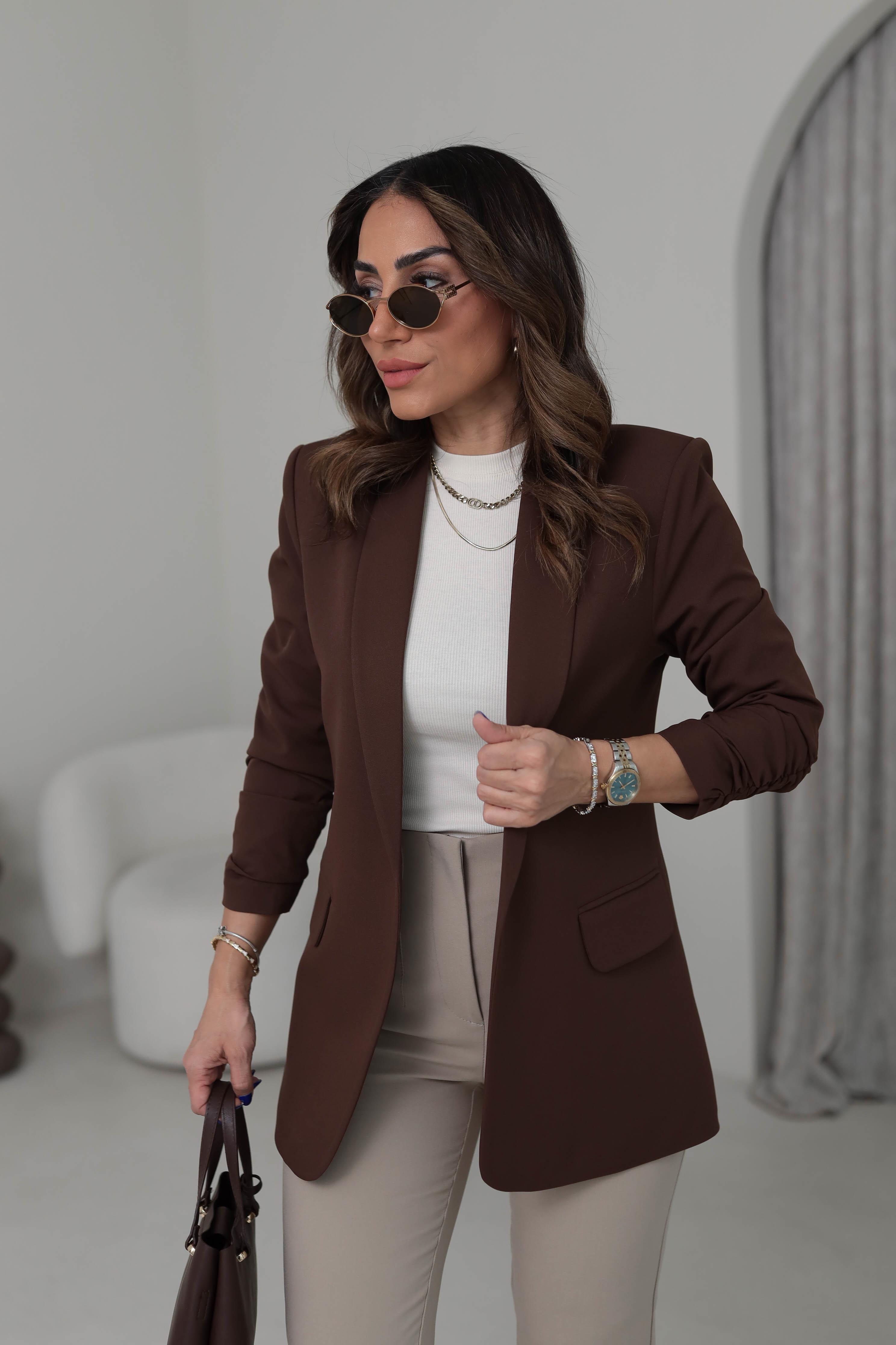 Chocolate Brown buttonless blazer