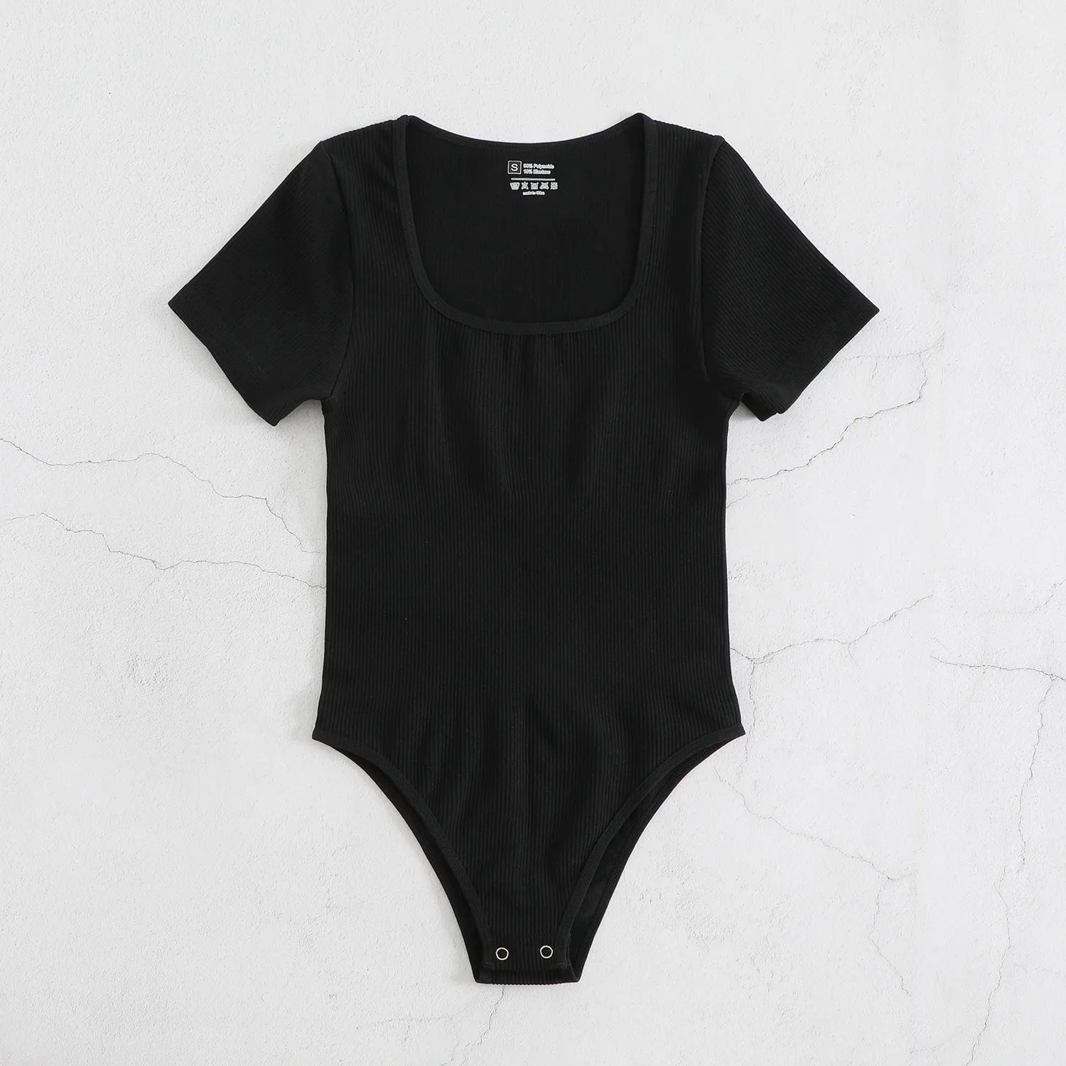 Black Ribbed Bodysuit