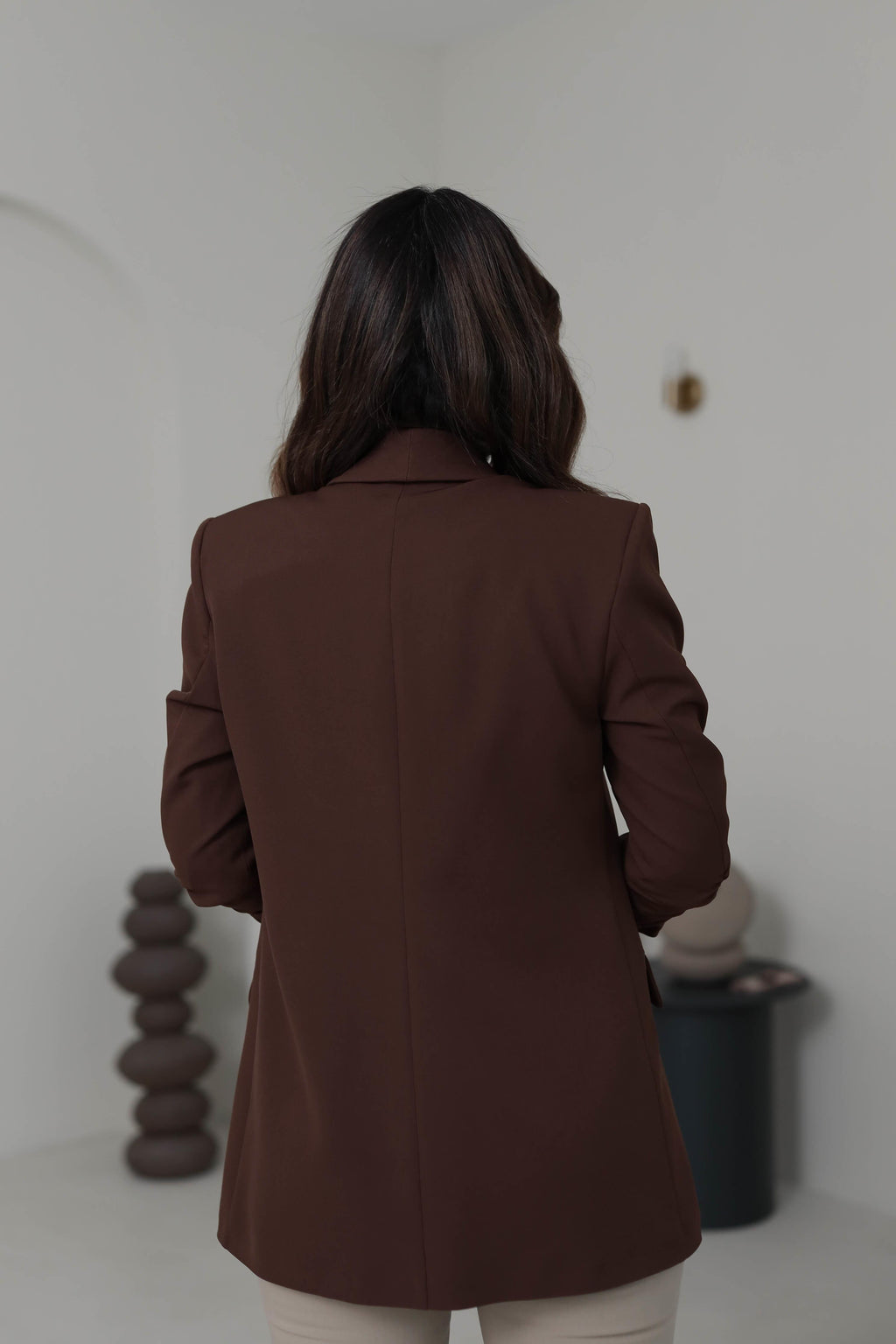 Chocolate Brown buttonless blazer