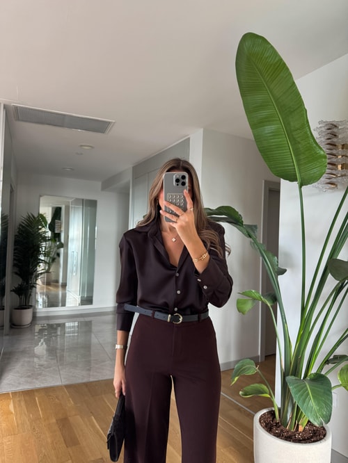 Brown Satin Shirt – Smooth, Sophisticated Style for Any Occasion