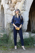 Navy Blue Satin Shirt – Versatile & Sophisticated Style