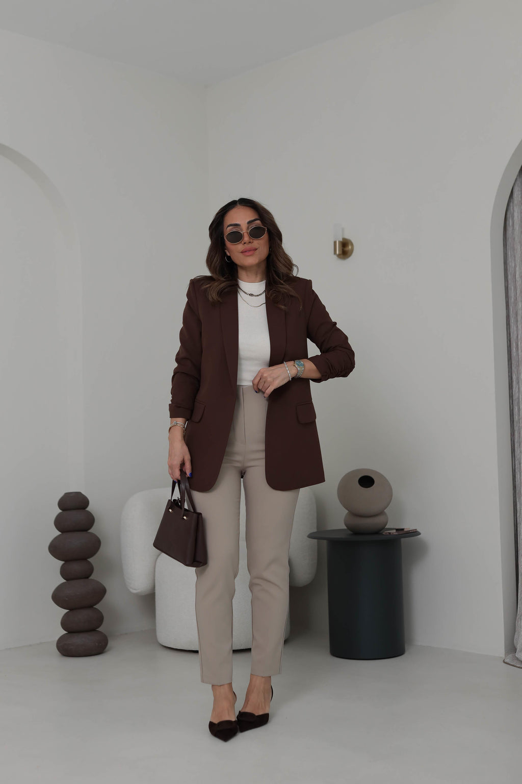 Chocolate Brown buttonless blazer