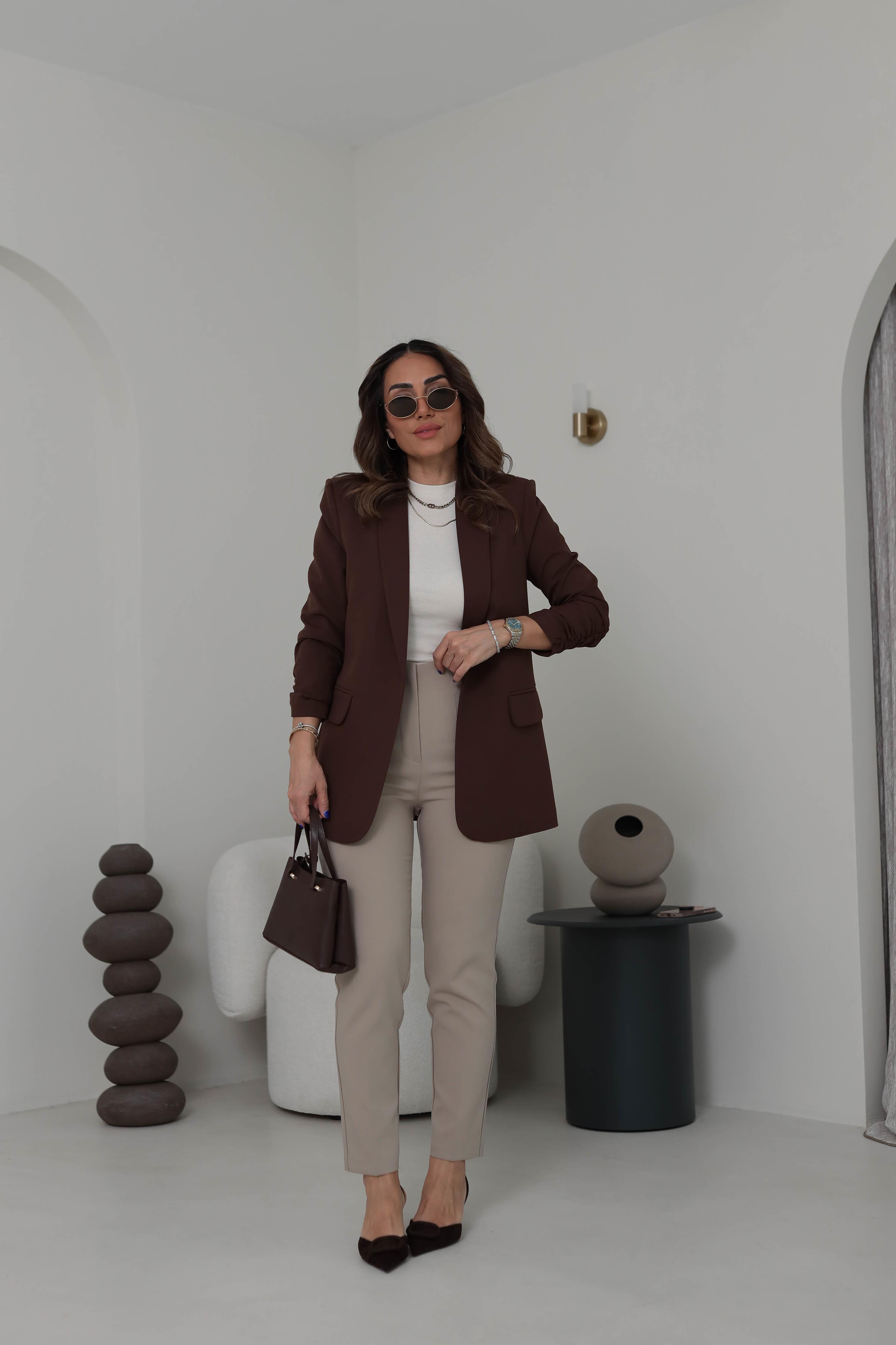 Chocolate Brown buttonless blazer