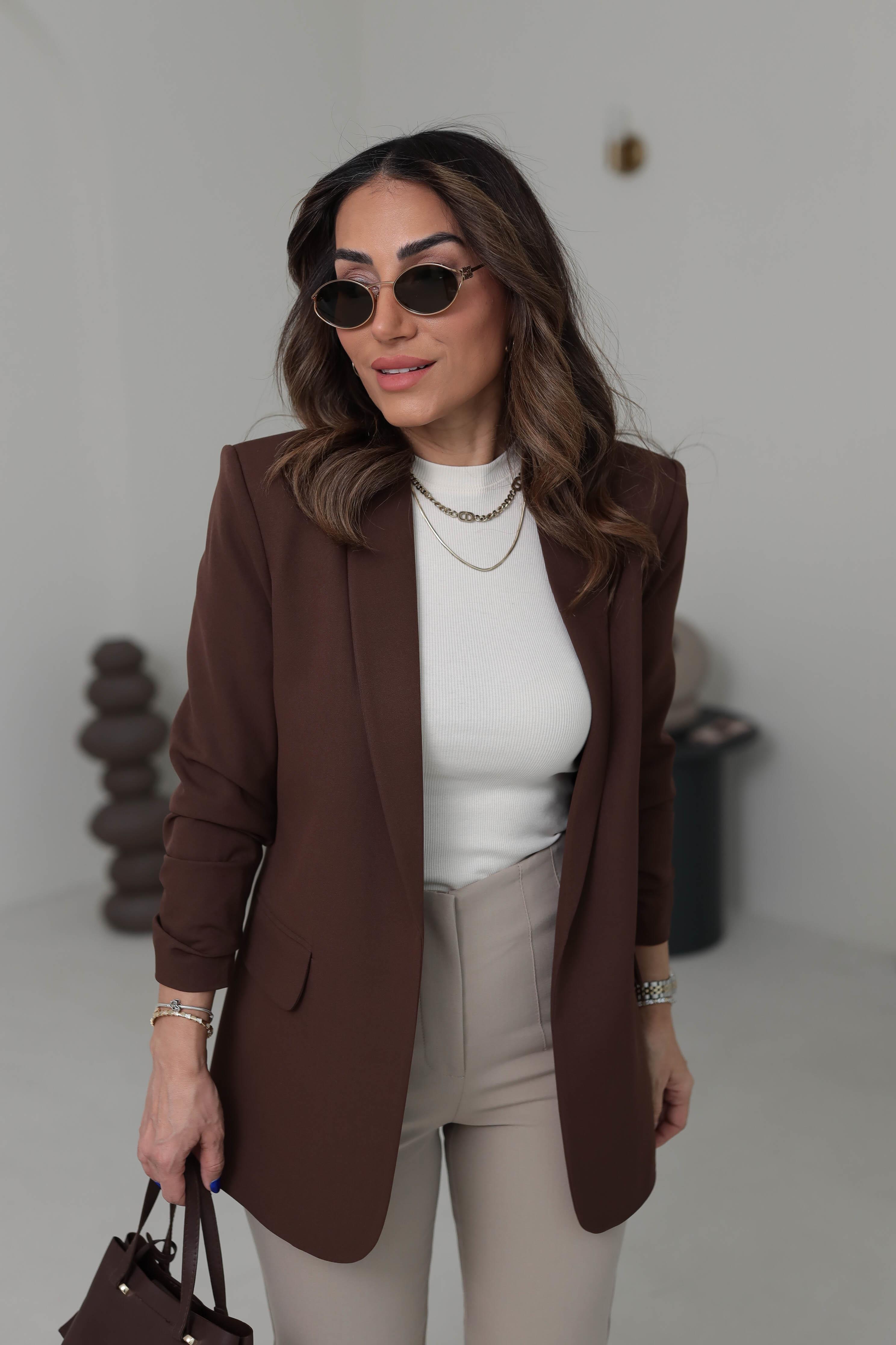 Chocolate Brown buttonless blazer