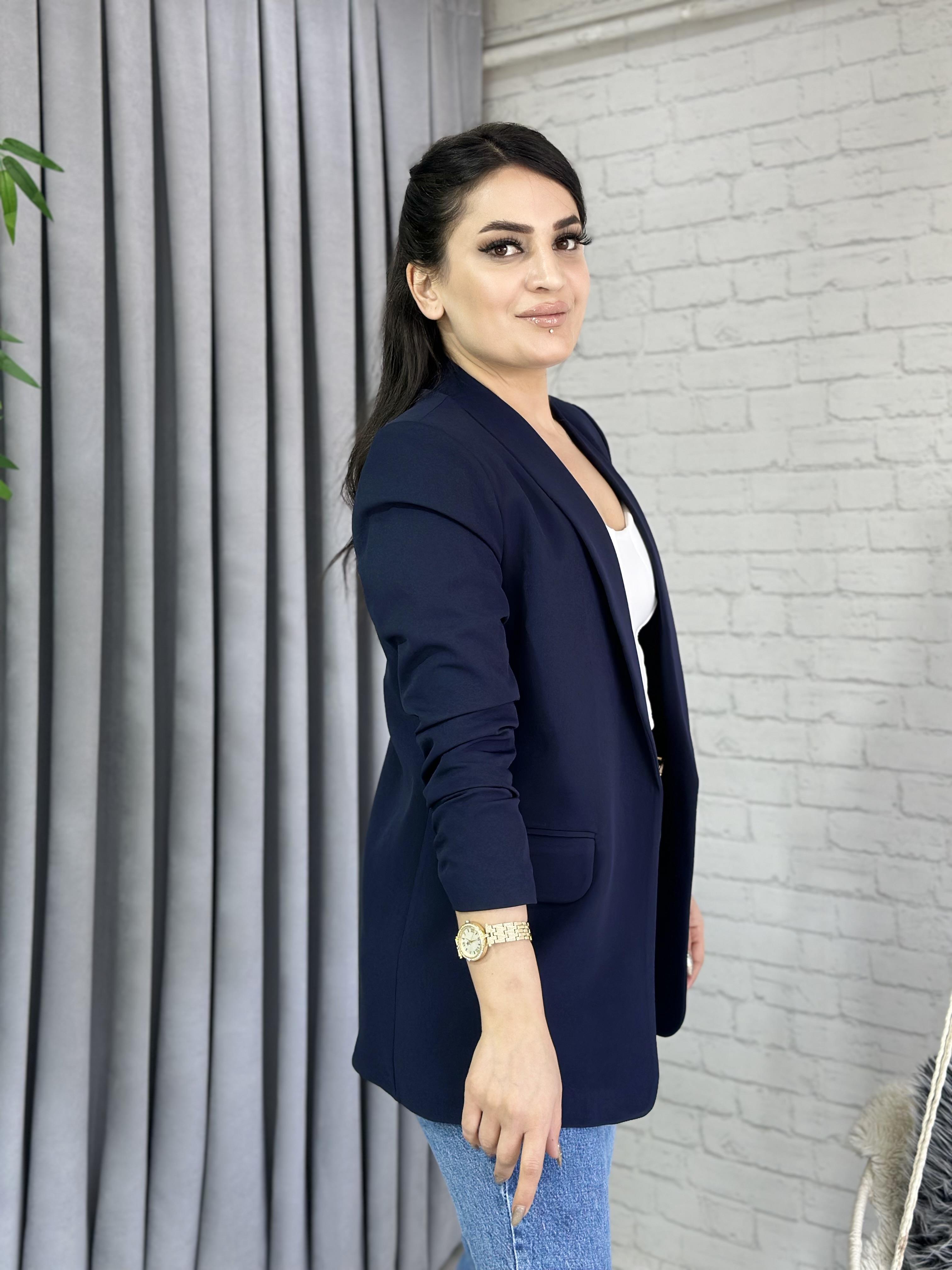 Navy-Blue buttonless blazer jacket
