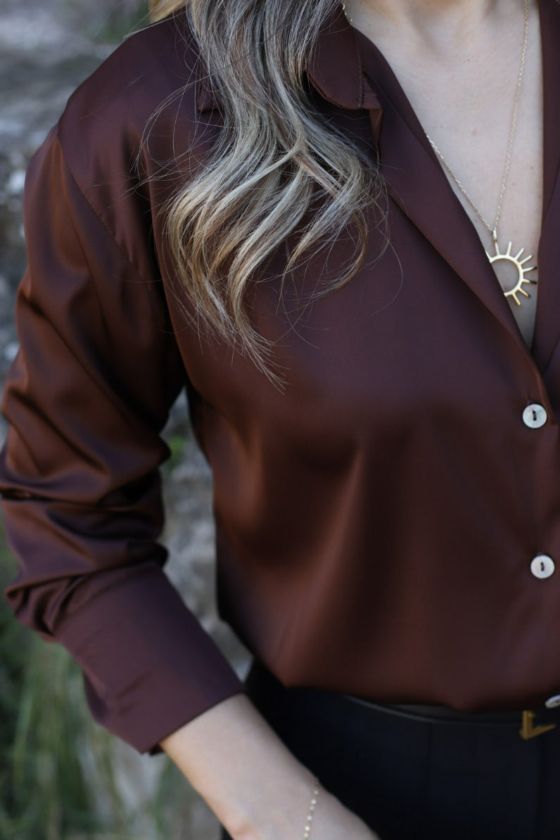 Brown Satin Shirt