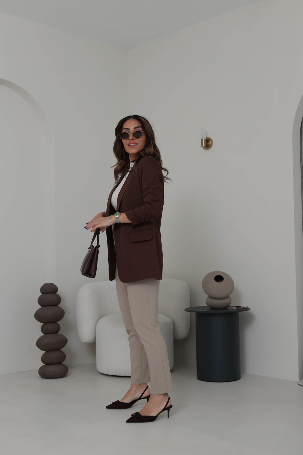 Chocolate Brown buttonless blazer