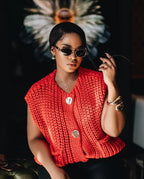 RED CHUNKY SWEATER VEST
